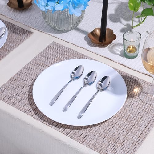 Image of GROX Curve Medium Spoon - Set of 6 | Silver | 17 cm | 304 Stainless Steel 18 /8 | Daily Dining Spoon