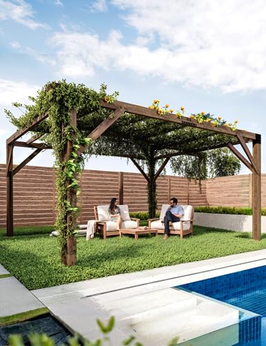 VerisShade 12x14x7.5 Ft Cedar Pergola with Canopy