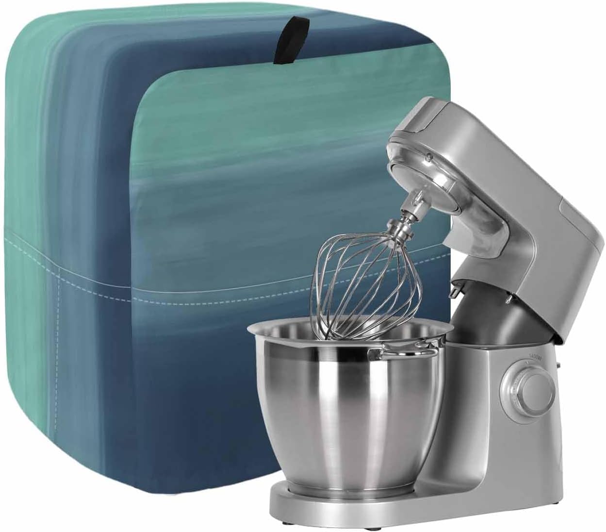 Blue Teal Beige Ombre Stand Mixer Cover with Storage Pocket, Waterproof Kitchen Mixer Covers, Modern Abstract Art Abstract Kitchen Appliance Dust Cover Compatible with 4/4.5 Quart Mixers