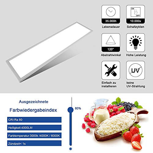 Panneau LED de bureau encastrable blanc chaud de 48W avec driver - 3