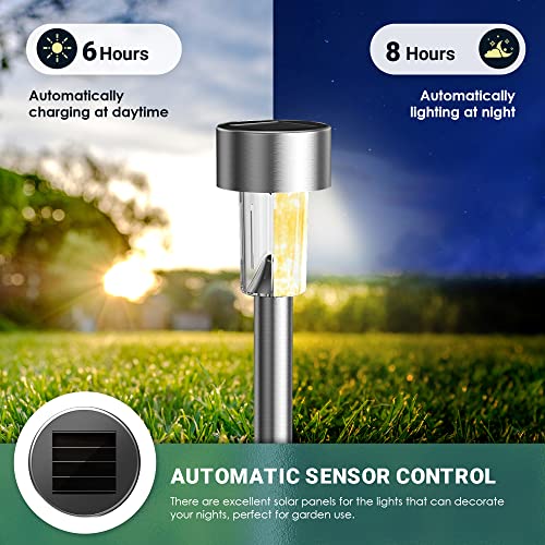 Gigalumi 8606 16 Pack Solar Path Lights Outdoor,Solar Lights Outdoor Waterproof,Stainless Steel Led Landscape Lighting,Solar Garden Lights thumb #4