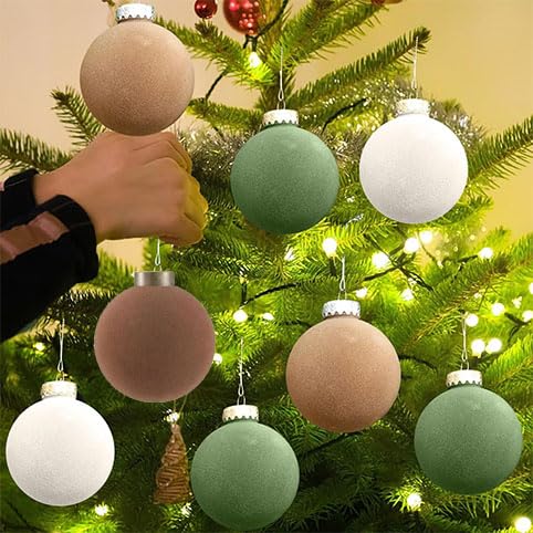 Lot De 12 Boules De Noël En Velours – Décorations Floquées Pour Sapin (6 Cm, Couleur Café) – Idéal Pour Un Noël Chaleureux