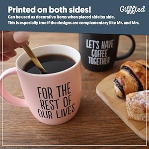 Triple Gifffted Let's Have Coffee Together Coffee Mug Set, Engagement Wedding Gifts for Couple, Bride and Groom Newlywed Bridal Shower, His and Hers, Mr and Mrs, Christmas, Valentine’s, Ceramic 380ML Triple Gifffted Lets Have Coffee Together Coffee Mug Set Engagement Wedding Gifts for Couple Bride and Groom Newlywed Bridal Shower His and Hers Mr and Mrs Christmas Valentines Ceramic 380ML