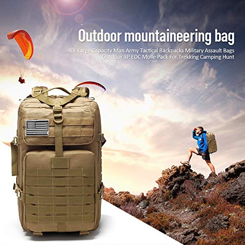 YUANZHOU Mochilas táticas masculinas de grande capacidade 40 l – Sacos militares para uso ao ar livr