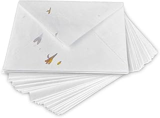 Wanderings Handmade White Envelopes with Real Flower Petals 5.25