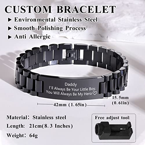 Mealguet To My Dad Bracelet For Father's Day Gift, Daughter Son To Father Gift Idea Love Message Engraved Stainless Steel Id Bracelet Dad Bracelet For Your Daddy (Son To Dad Bracelet) #TOP3