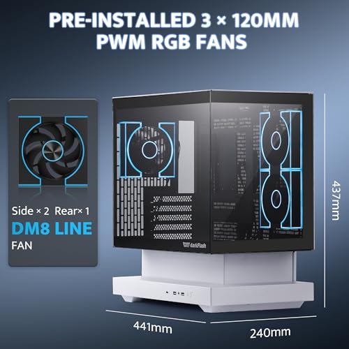 Gabinete PC darkFlash FLOATRON F1(2025) Micro-ATX con 3 ventiladores ARGB PWM y enfriador líquido DE360 todo en uno miniatura 4