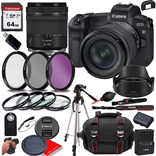 Canon EOS R Mirrorless Camera with 24-105mm f/4-7.1 Lens+ Case + 64GB Memory(26pc Bundle)