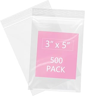 iMailer- 500 Pcs- 3" x 5" Clear Small Plastic Zip Bags