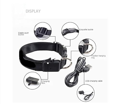 SteJar Obroża dla psów LED, podświetlane obroże dla psów, regulowane, ładowane przez USB, świecące w ciemności, wysoka widoczność, świecące obroże dla psów, dla dużych, średnich i małych psów, rozmiar