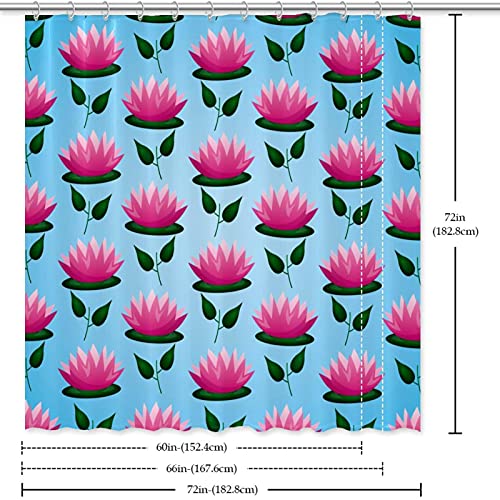 Rideau de douche imperméable avec crochets fleurs de lotus 183x183 cm