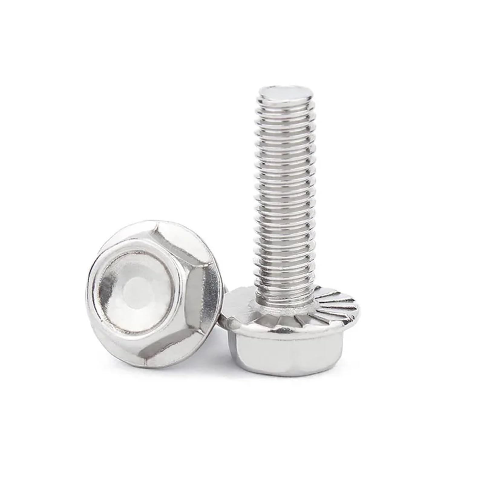 1/10pz M4 M5 M6 M8 M10 M12 A2 304 Acciaio inossidabile Testa esagonale con flangia dentellata Vite a testa esagonale Rondella GB5789 Bullone 8-50mm(50mm,10pcs M8)