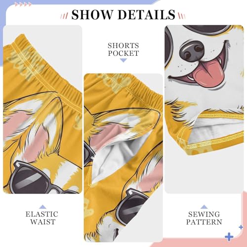 Corgi Sunglass Boys Pants Boys Athletic Pants Long Pant for Boywith Pockets Wide-Leg Size 6-14Y4