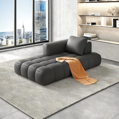 Image of LEGACY OF COMFORT Azure Solid Wood Frame Indoor Chaise Lounges Upholstered Chaise Lounge for Living Room (Right Hand Side, Grey Leatherette)