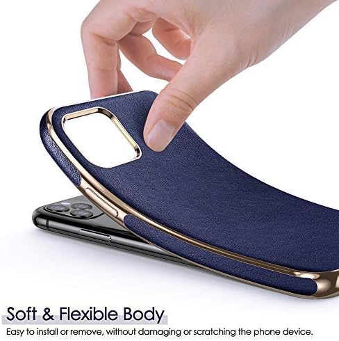 LOHASIC iPhone 11 Pro Case, Thin Slim Leather Luxury PU Business Cover Flexible Bumper Non-Slip Grip Shockproof Full Body Protective Cases Compatible with iPhone 11 Pro 5.8 inch (2019) - Blue