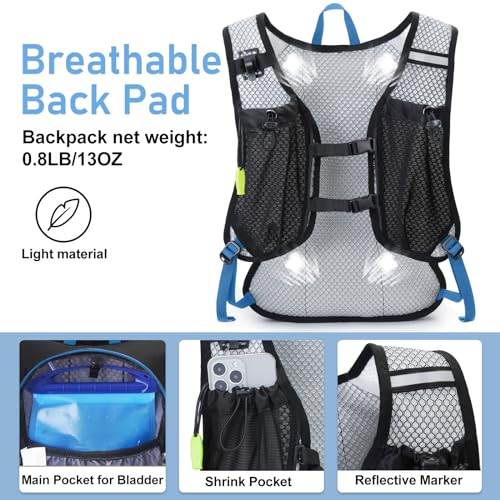 Image of Lightweight Hydration Backpack, Running Backpack with 2L Water Bladder, Hydro Water Daypack for Cycling Hiking Rave for Men Women