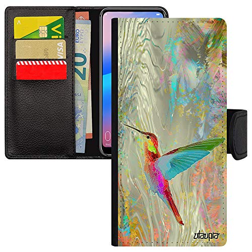Coque Samsung Note 10 Lite en cuir à rabat personnalisé avec motif colibri et fleurs