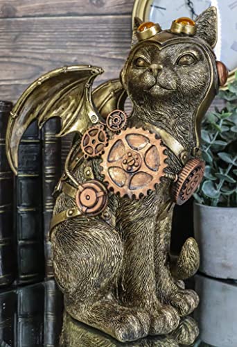 Ebros Gift Steampunk Feline Winged Cyborg Cat Aviation Pilot With Painted Clockwork Gears Nuts And Bolts Figurine Victorian Sci Fi Cats Decorative Paperweight Sculpture #TOP6