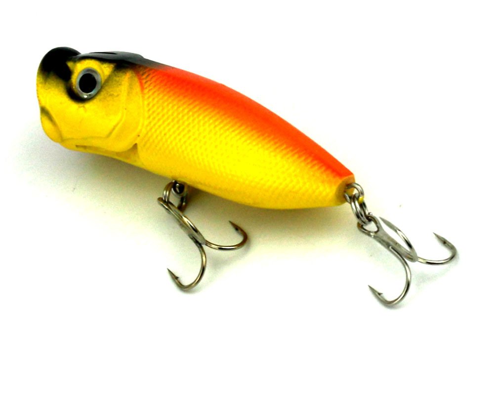 6 pcs Popper flottant Leurre de 11,8 G6.5 cm artificielle Leurres de pêche kit 3d Pêche Yeux Popper Crankbait Vibe NE coule pour Leurre basse truite Doré Jaune Redfishsurface Topwater dur