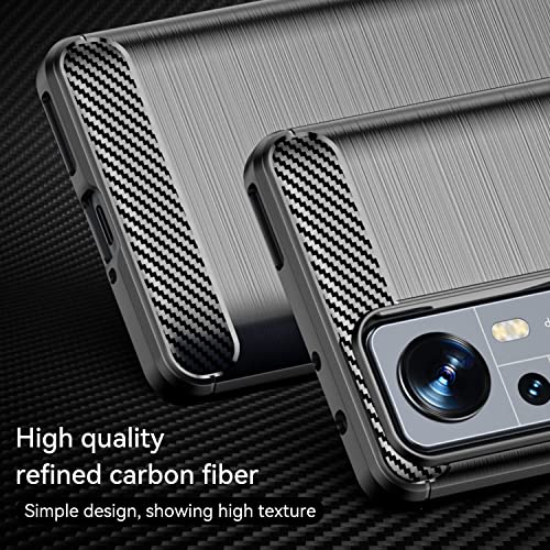 Image of NPRC Hybrid Ultra Slim Protective Case TPU Non-Slip Carbon Fiber Texture Shockproof Case Cover for RedmI 12 Pro - Black