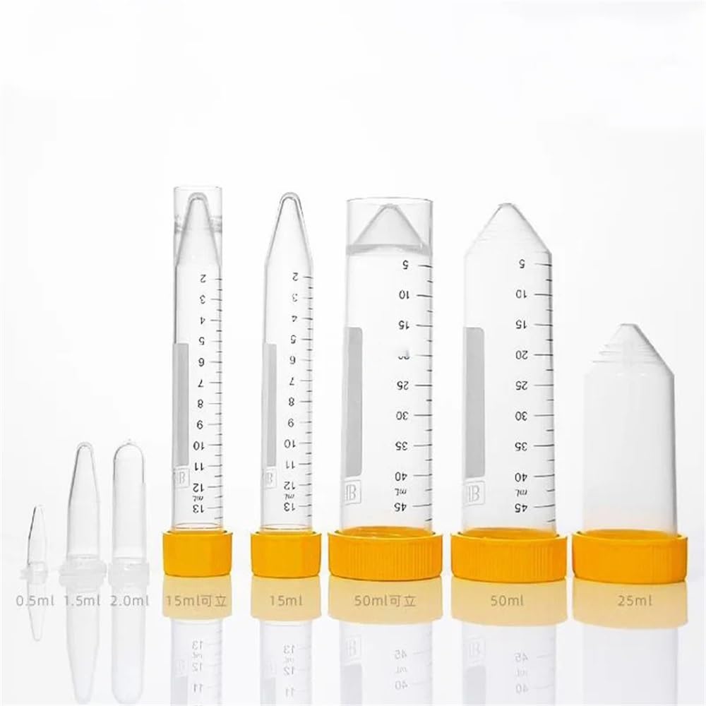 Lot de 25 tubes à centrifuger à fond pointu en plastique de 25 ml avec graduations et raccords de laboratoire(50ml-25pcs-Flat)