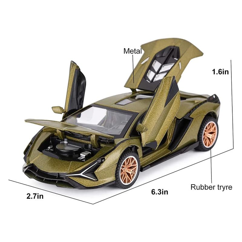 Image of PINQUE Kids New Car 1:32 Sian Diecast Alloy Metal Pull Back Car with Openable Doors Music Sound and Light Vehicle Toy Car for Boys (Multicolor)