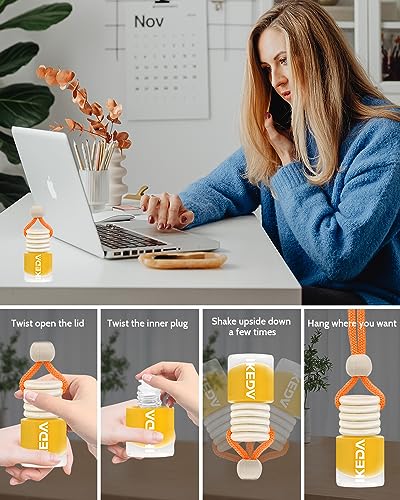 Image of ikeda fragrance Car Air Freshener, 2pcs 4ml Car Scents,45-Days Keep Fragrance,Automotive Hanging Diffuser Bottles,Remove Auto Odor Long-Lasting Fresh Air for Home Deodorizer (Glass, HA-MI-Malon)