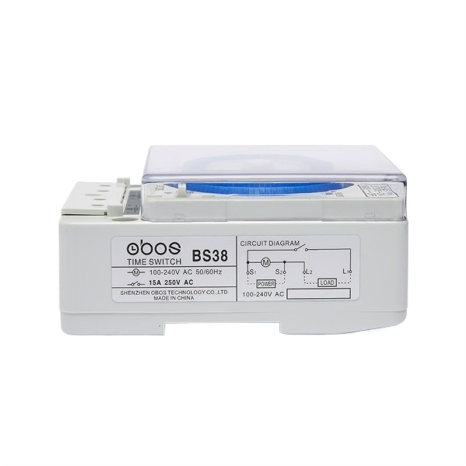 Temporizzatore luce 220V meccanico con unità di impostazione minima 15 minuti 96 accensioni/spegnimenti al giorno guida DIN con batteria