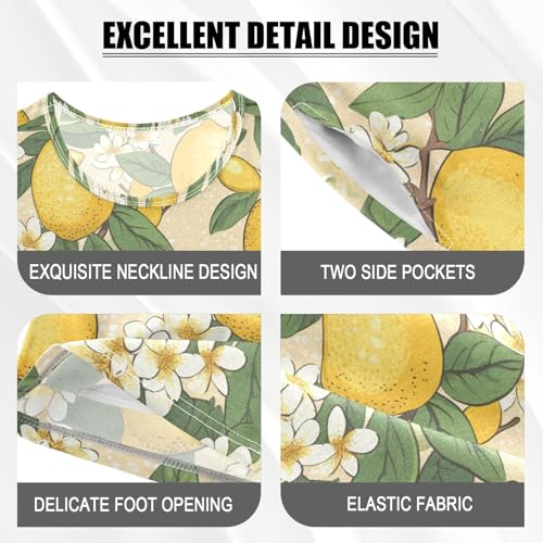 ALAZA Lemon Flowers Dots Pajama Set Short Sleeve Sleepwear Soft Lounge Nightwear4
