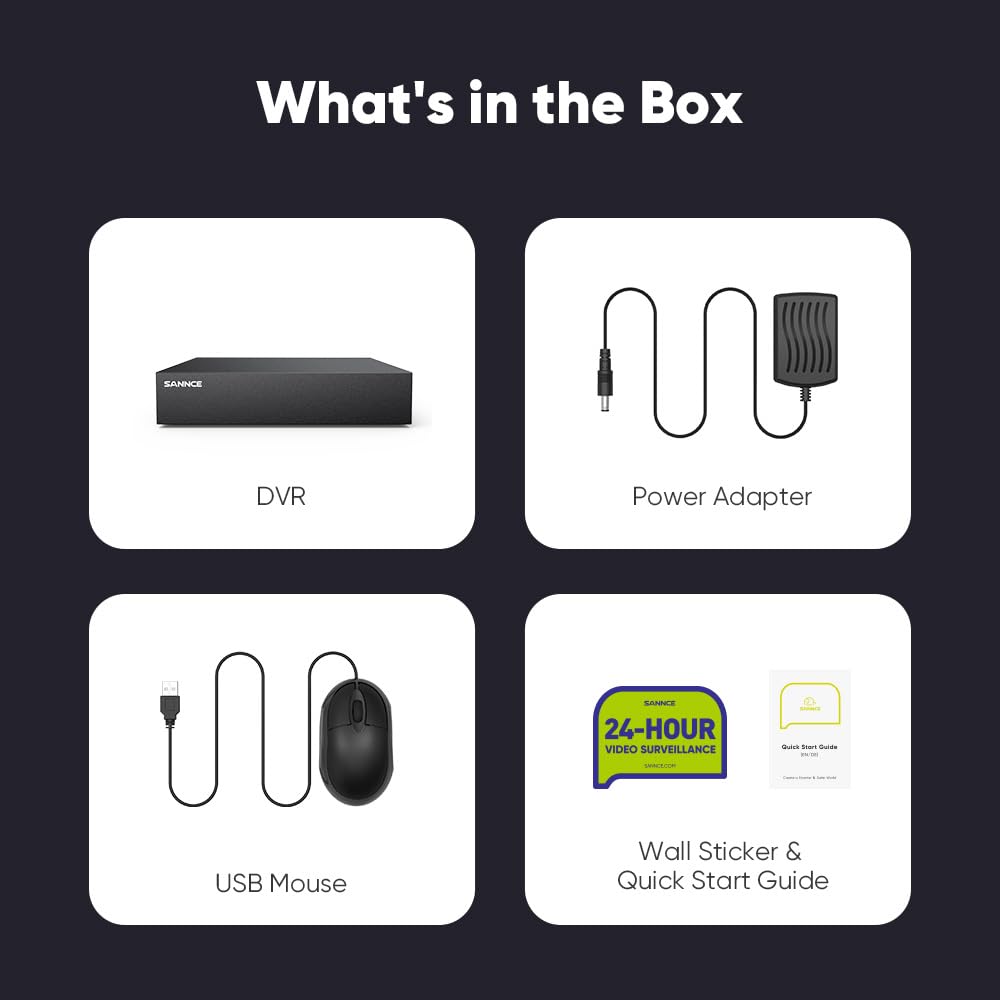 SANNCE DVR TVI 1080P 8 Canal para Grabación 24/7 Grabadora de Video H.264 + HDMI Alarma por Correo electrónico con Cámara CVBS/AHD/TVI/CVI/IP para Videovigilancia-1TB HDD