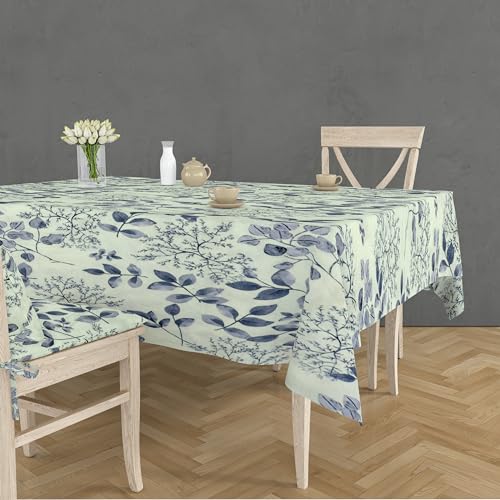 Image of Amazon Brand - Umi Super Soft Brushed Microfiber Cotton Dining Table Cloth, Printed Rectangular 6 Seater Table Cover 60X90(Inches), (6 to 8 Seater, Brown)