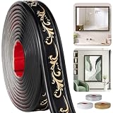 Zefuriam Black Gold Crown Molding Peel and Stick, 1.8" x16.4FT Flexible PVC Wall Trim, Self-Adhesive Mirror Frame Border for Home Decor, Molduras Decorativas para Paredes