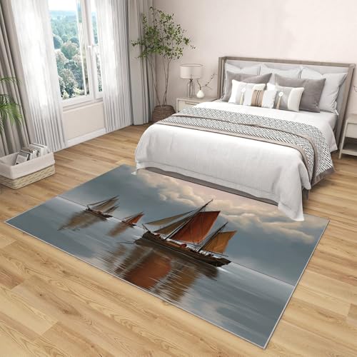 Tapis de sol style peinture huile voilier hollandais 160x230