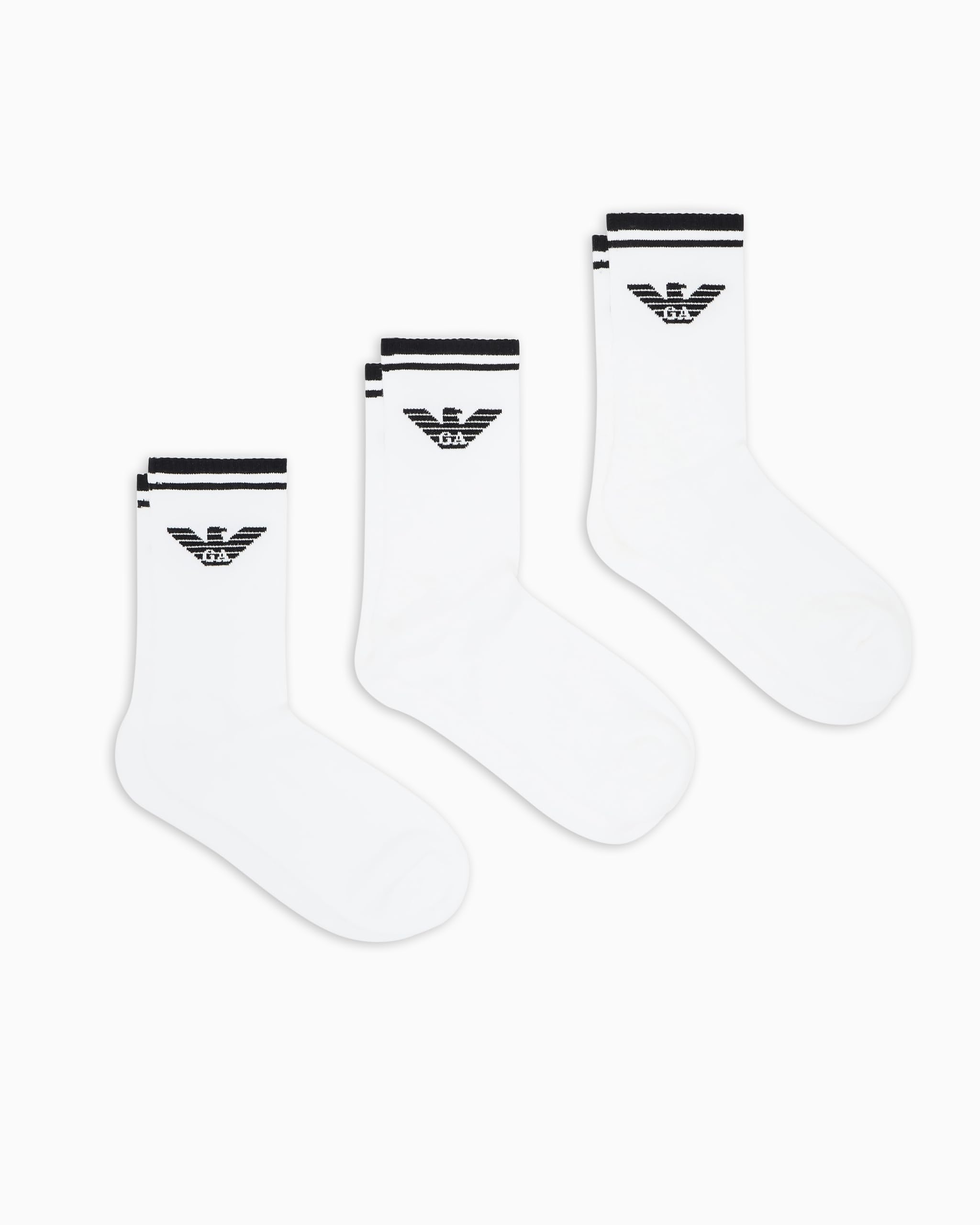 Emporio Armani MAN'S EAGLE SPONGE 3-PACK SOCKS SHORT WHITE TU