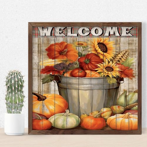 Cadre de Thanksgiving rustique en bois noble avec dictons de ferme