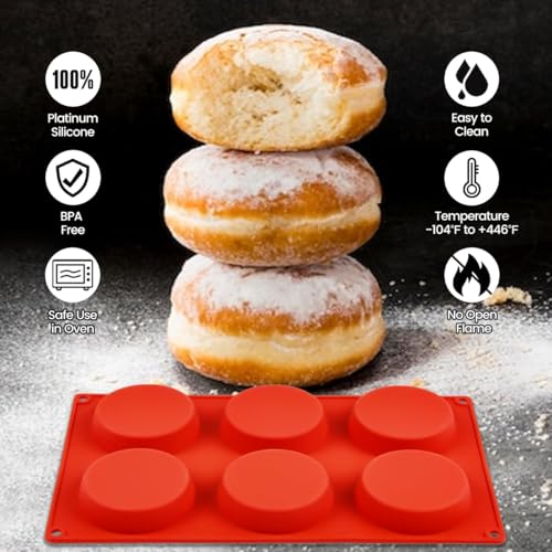 CAKETIME Muffin Top Pan, Silicone Egg Molds for Breakfast Sandwiches 3 Inch Round Silicone Baking Molds for Baking English Muffins, Whoopie Pies, Corn Bread, Egg Bites, Cookie, Tarts 3 Pack by CAKETIME - Image 3