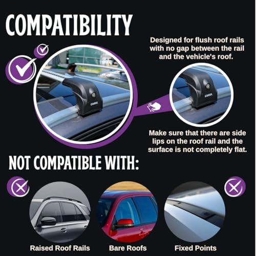 Image of ERKUL Heavy Duty Roof Rack Cross Bars for Chevrolet Chevy Trax 2024-2026 | Upgraded 220 lbs Aero Aluminum Crossbars with Smart Clamp System | Compatible with Flush Rails - Silver