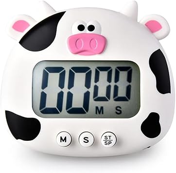 Digital Kitchen Timer,Cute Animal Count Down Timer for Sports,Cooking,Study, LCD Large-Screen Visual Clock Cow