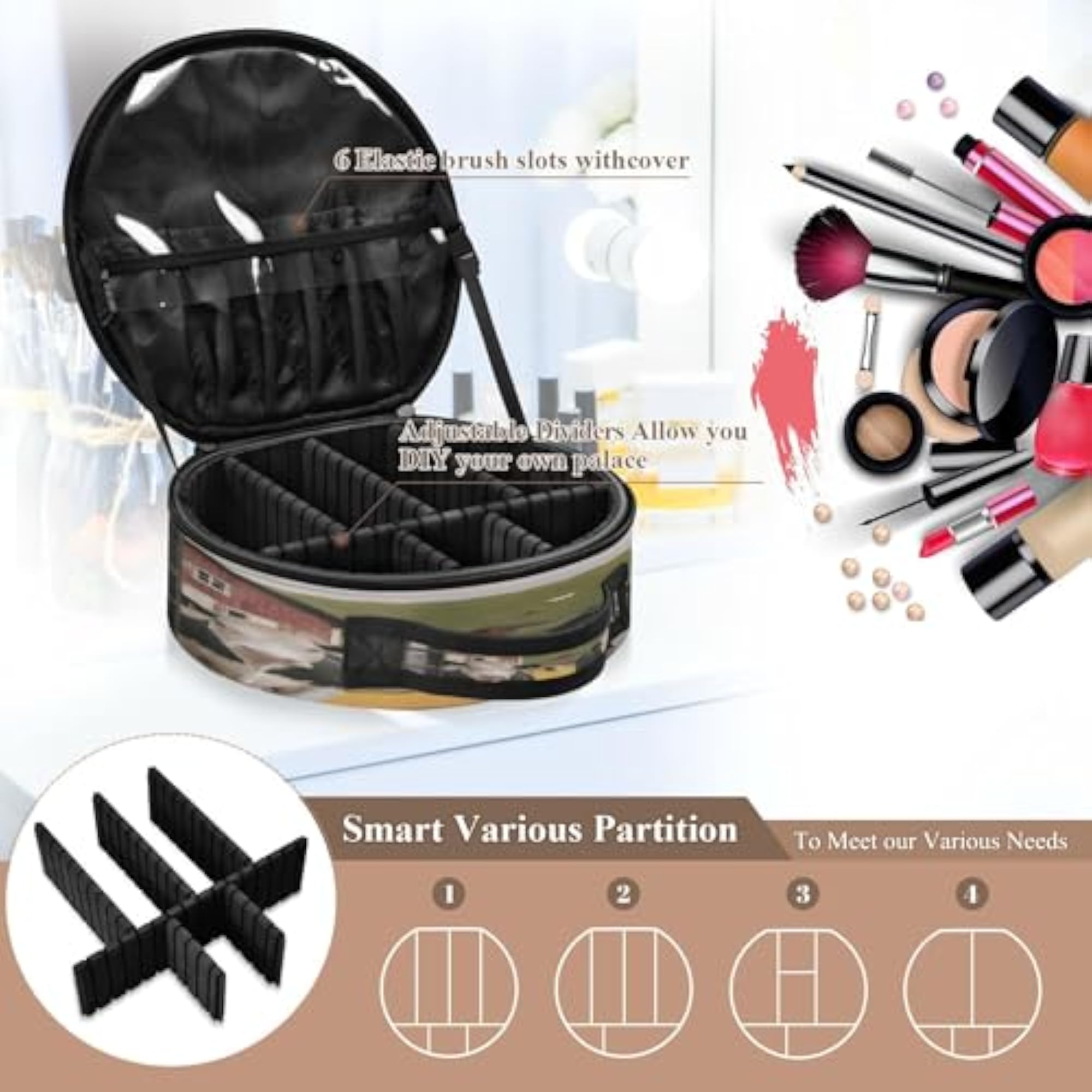 Cows Travel Makeup Case Portable Organizer with Dividers