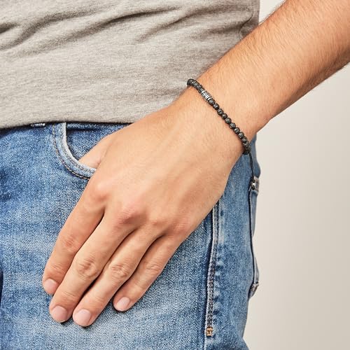 Fossil Men's Beaded Bracelet, Color: Black (Model: JF02887040) by Fossil - Image 6