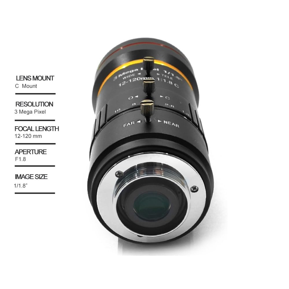 Obiettivo Vifocal 3 Megapixel 12-120mm Iris Manuale 1/1.8" Obiettivo C Mount for Telecamere IP Bassa Distorsione