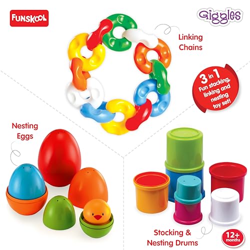 Giggles Funskool Link Stack N Nest, Nesting & Stackable Toy Blocks for Kids, Encourages Learning & Development, Fun Activity for Babies, Gift Set for Kid, Age 6+ Months - Image 3 thumbnail