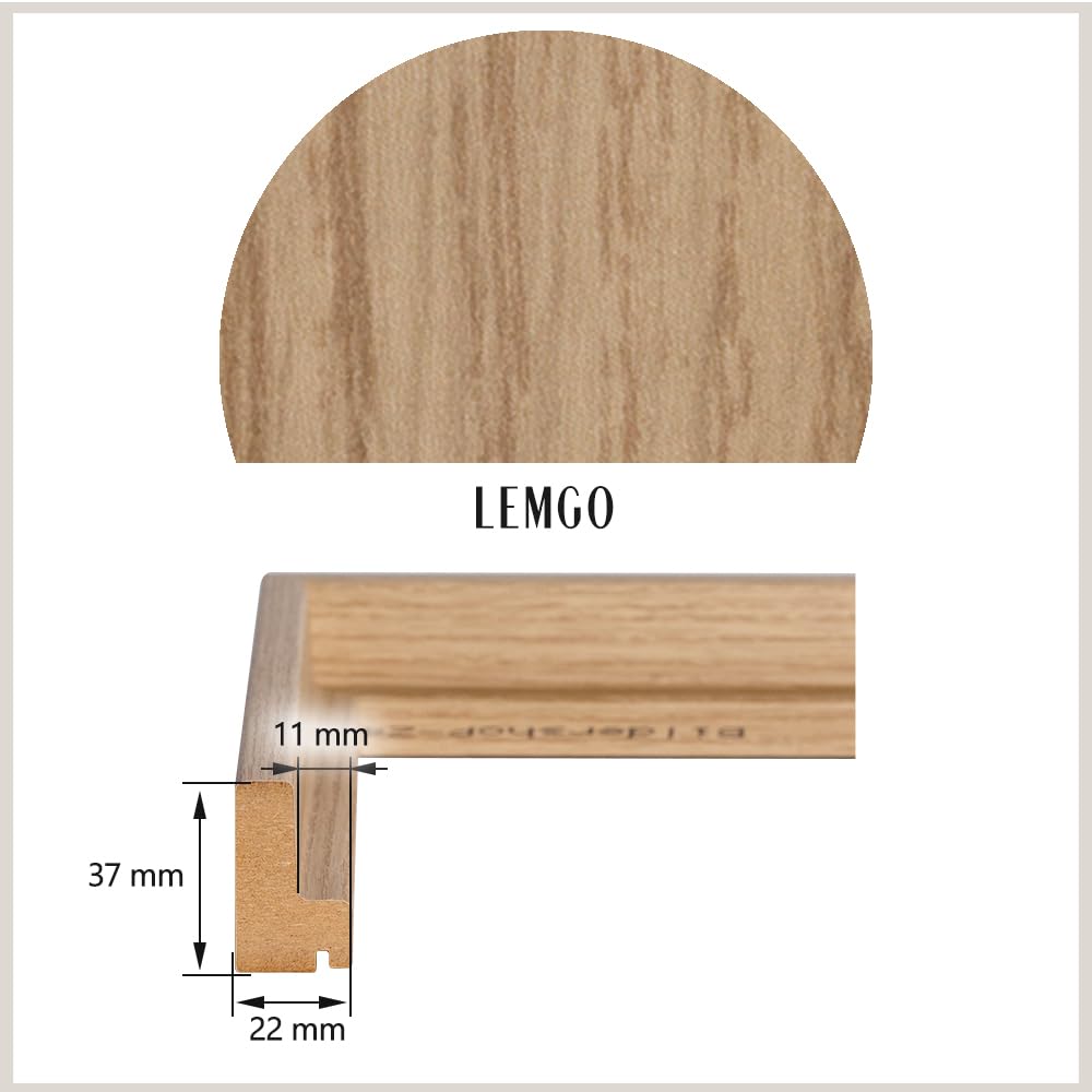 Bildershop-24 Schattenfugenrahmen mit Schattenfuge Lemgo Rahmen für Keilrahmenbilder und Leinwände 50 X 70cm Eiche Natur Dekor