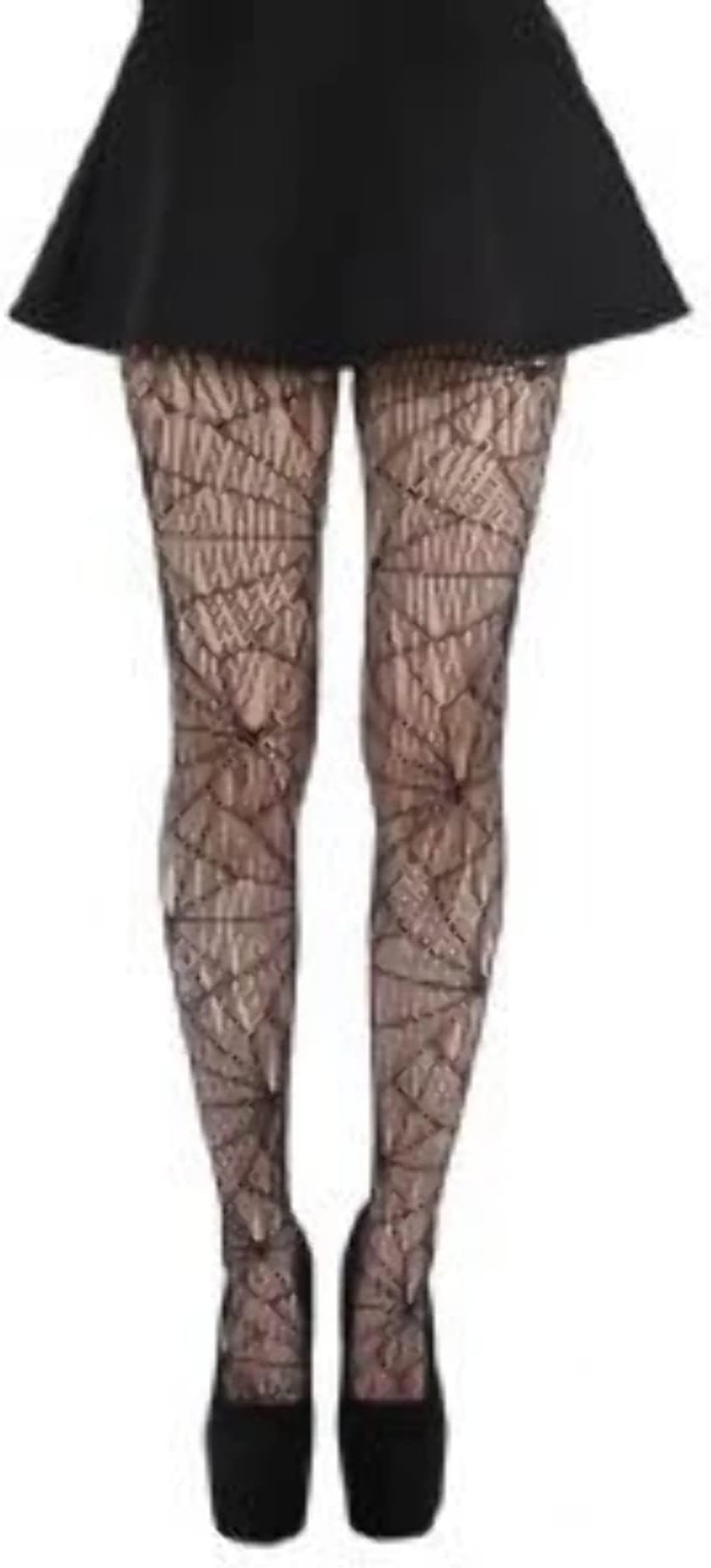 Pamela Mann Cobweb Pattern Net Tights-Black-XL