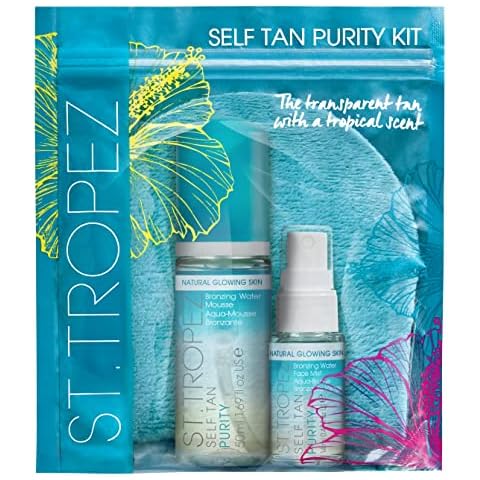St. Tropez Fake Tan, Self Tan Purity Tanning Water Starter Kit, Beauty Gift for Her with Travel Size Tanning Water Mousse, Tanning Face Mist and Tan Applicator Mitt Cover