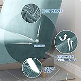 CHELZEN Velvet Futon Cover High Stretch Armless Couch Covers Spandex Fabric Sofa Bed Slipcover Anti Slip Furniture Protector (Futon, Dusty Blue) - Image 4