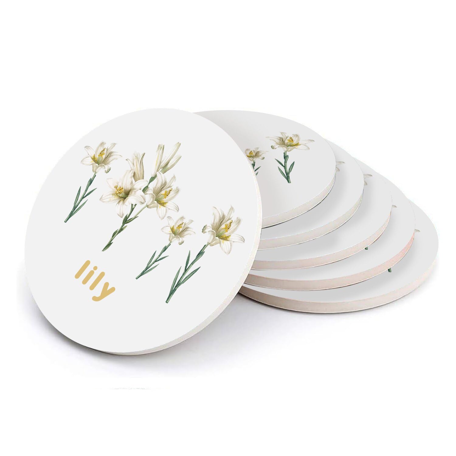 Sous-verre ronds en céramique de table style aquarelle chic