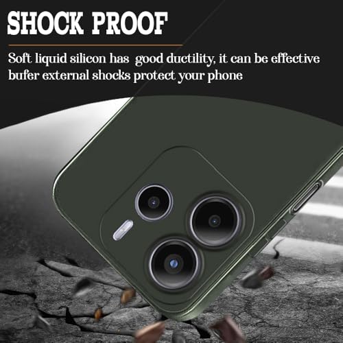 Image of Back Cover for Mi Redmi Note 14 5G | Full Camera Protection | Premium Liquid Silicon Case | Flexible Bumper Case for Mi Redmi Note 14 5G (Military Green)
