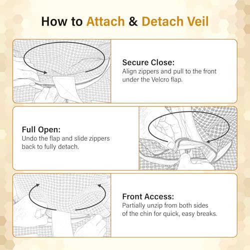 3-Layer Ventilated Mesh Bee Jacket for Men & Women with Two Veil Sting-Proof Beekeeping Jacket with Leather Gloves & Bag