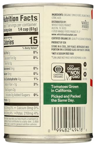 365 by Whole Foods Market, Organic Crushed Tomatoes, No Salt Added, 15 Ounce